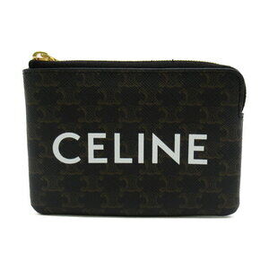 Celine Triomphe Canvas Wallet Brown Dark